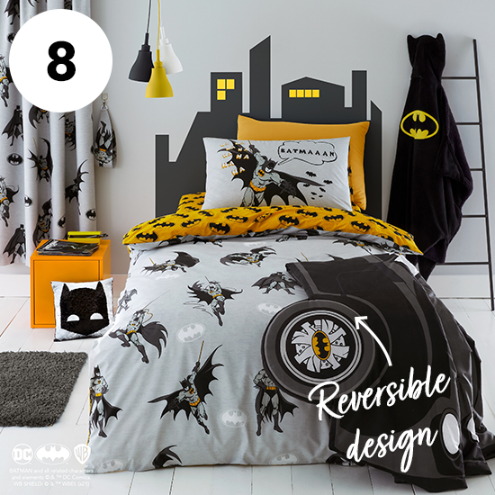 Batman Grey Reversible Glow in the Dark Duvet Cover and Pillowcase Set